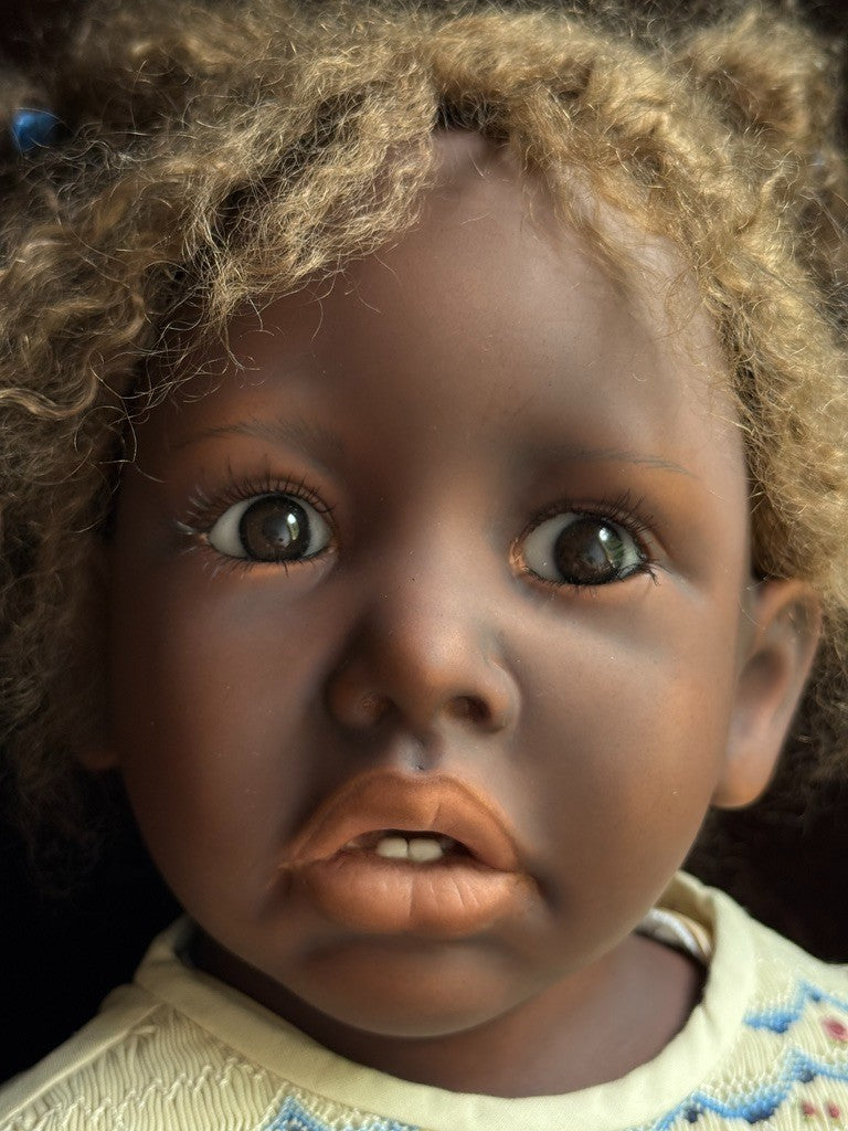 Lifelike 28" Artist Pauline Middleton Porcelain African American Girl Doll LE 20