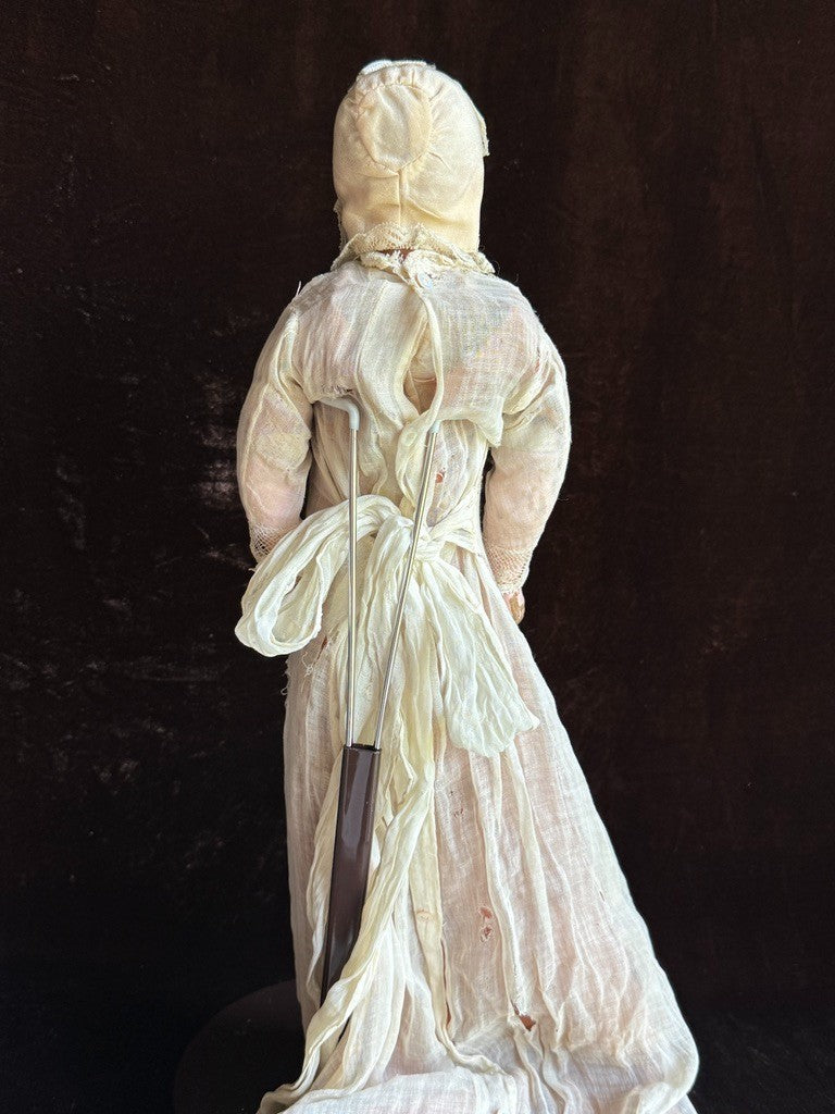 Rare Antique German 17” Mechanical Wax Doll Toy