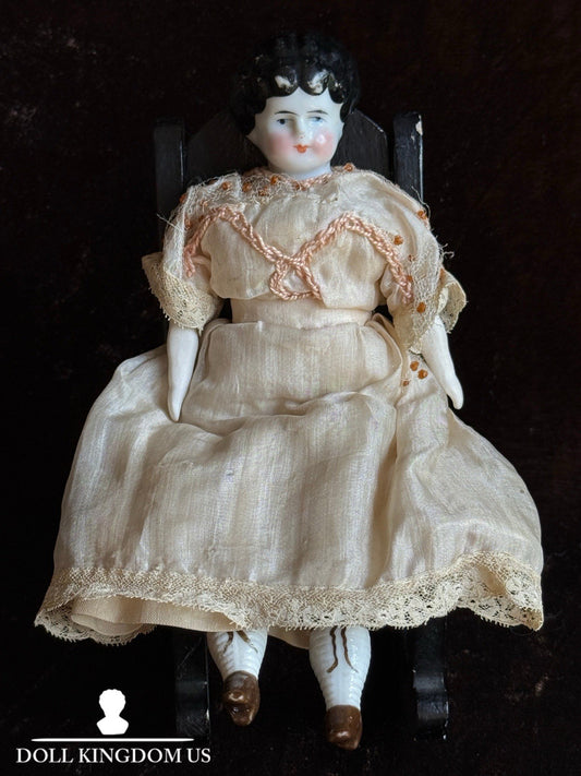 Antique German Cabinet Size 7.875” Hertwig Pet Name Alphabet Body China Doll
