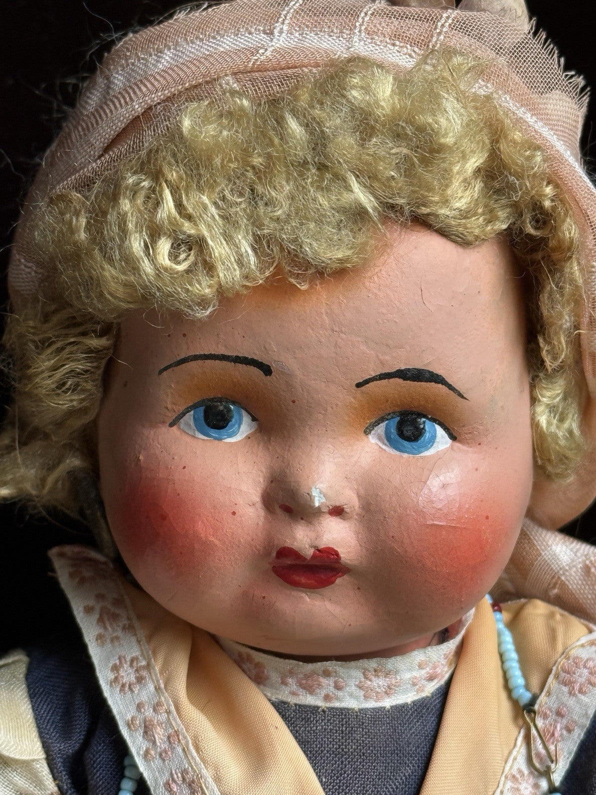 Lot of 2 Unidentified Vintage European (?) Composition Cloth Dolls