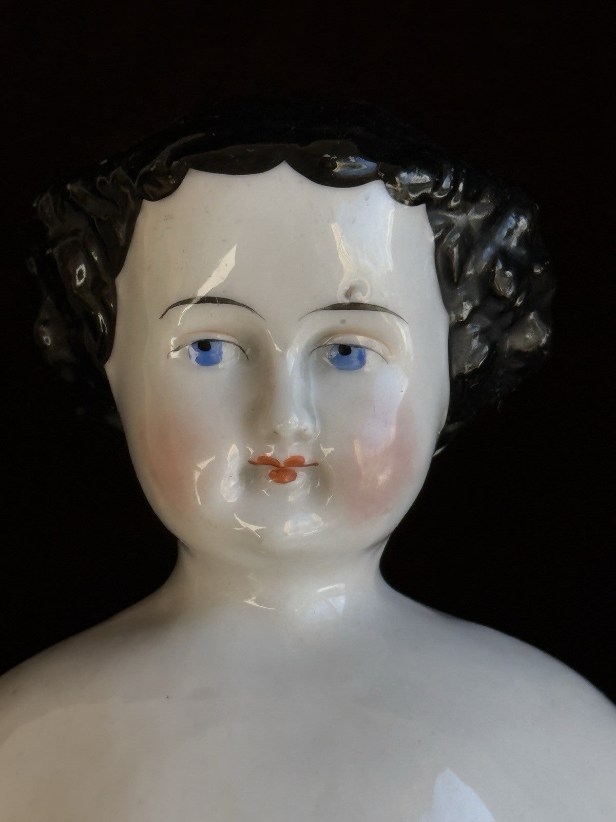 Antique German 13” Flat Top Highbrow China Shoulder Head Doll