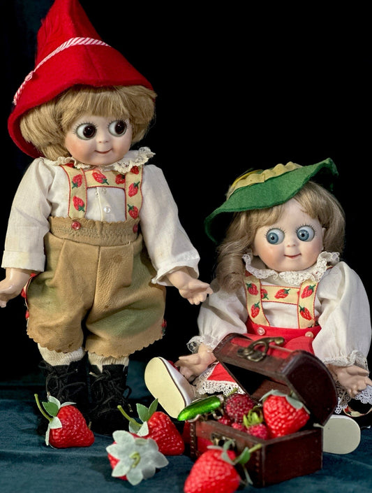 Lot Of 2 Vintage Reproduction of Antique German JDK 221 Googly Eyes 11” Dolls