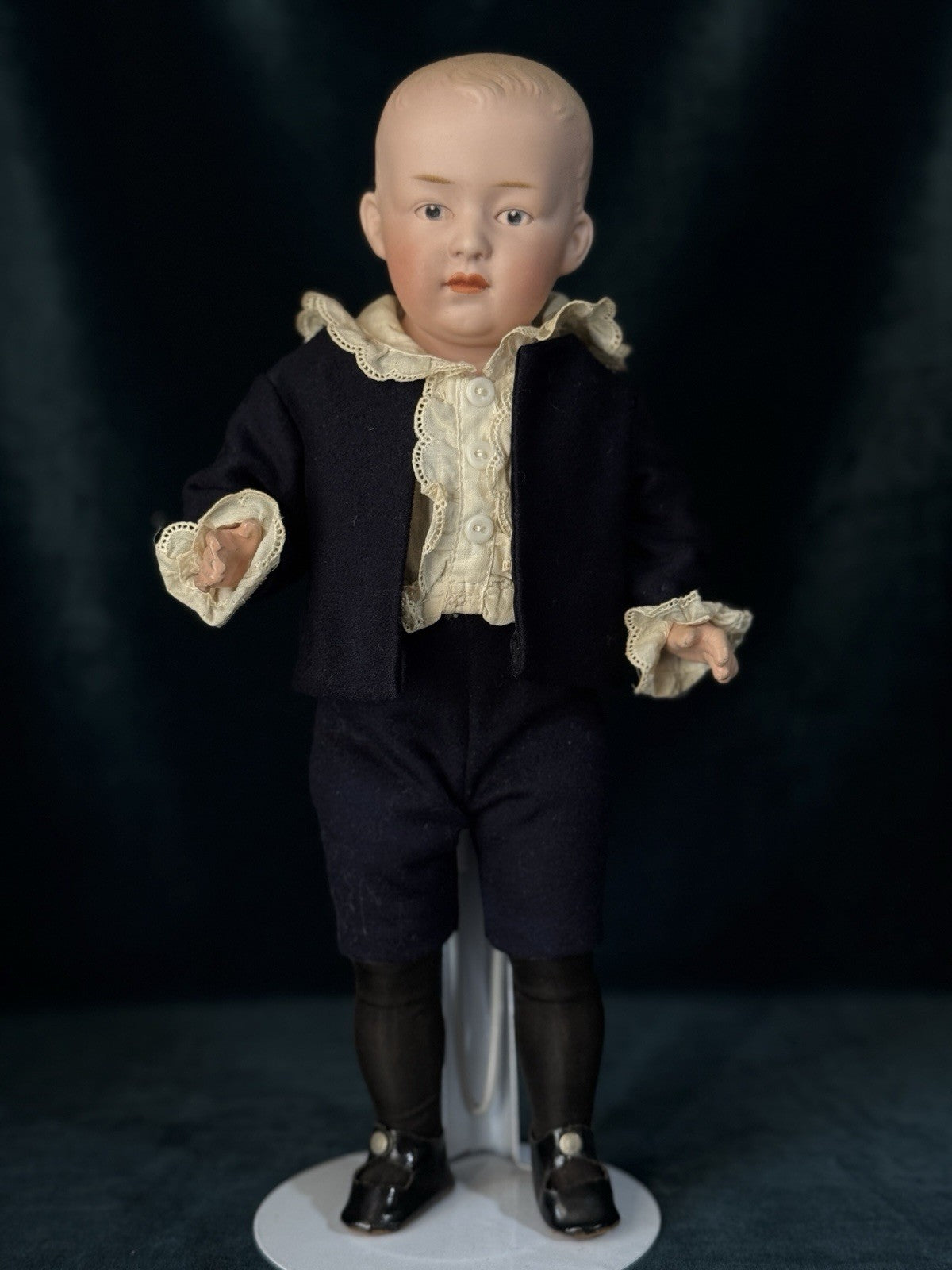 Antique German Gebruder Heubach Bisque Head Composition Body Boy 12” Doll