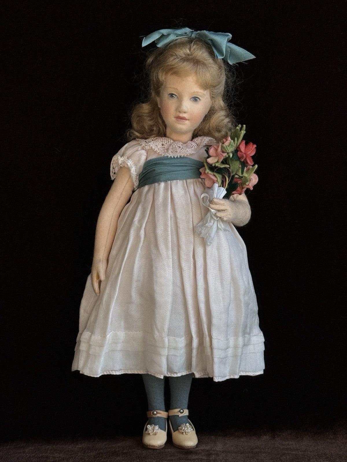 Collectible 12” John Wright UFDC Abigail Felt Girl Doll with Certificate