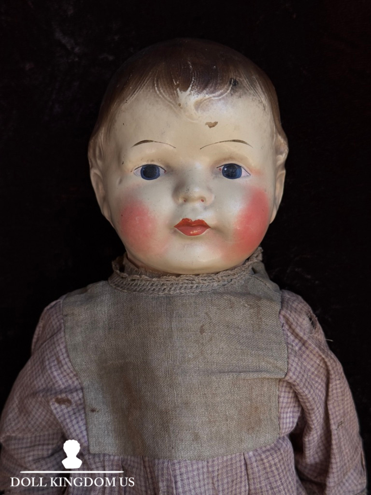 Early Antique American 18" Composition Head Straw Filled Doll