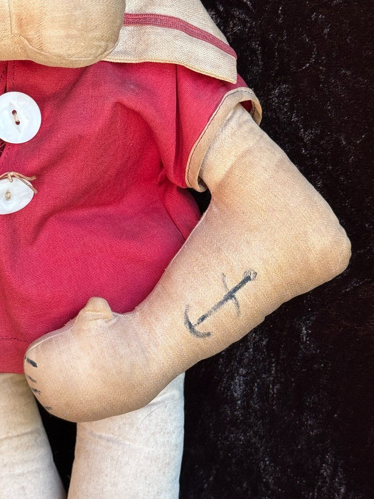 Early Knickerbocker 17.5" Popeye the Sailor Man Cloth Rag Doll