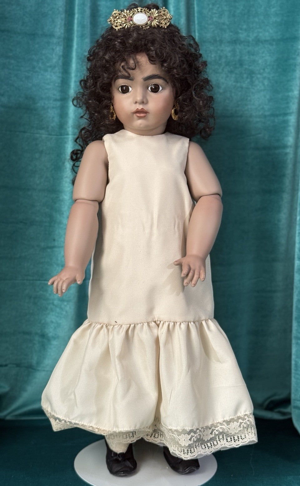 Vintage All Porcelain Reproduction of Antique French Bru Jne 23” Doll