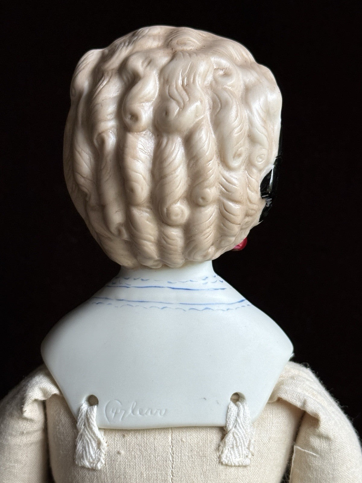 Vintage ‘47 Porcelain 15.5” Emma Clear Parian China Fashion Doll Pierced Ears