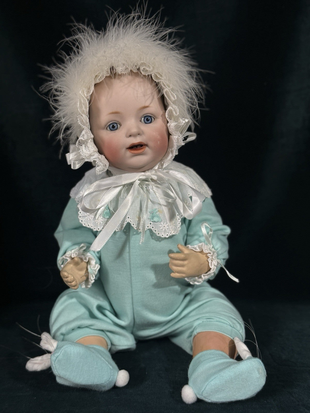 Antique J.D. Kestner German Bisque Character Baby Doll 16" Solid Dome