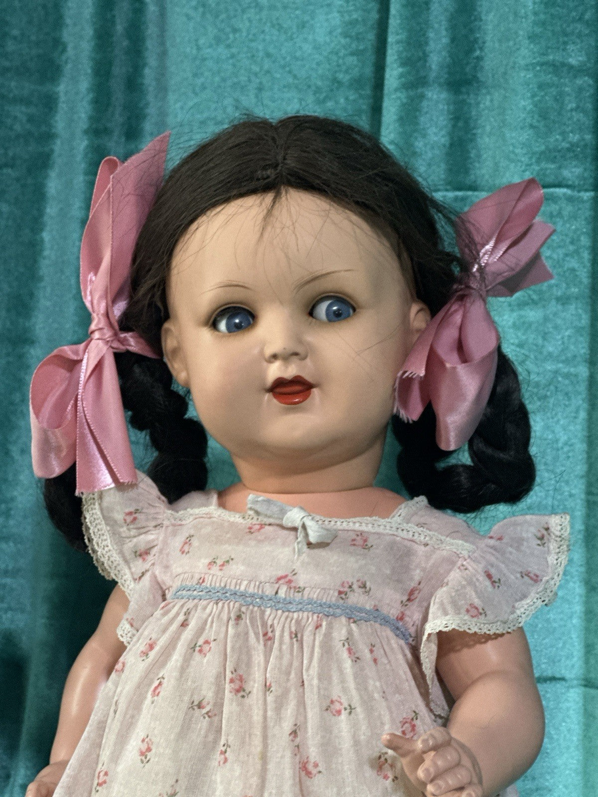 Antique German Koenig Wernicke Celluloid Flirty Eyes 18” Doll Original (?) Box