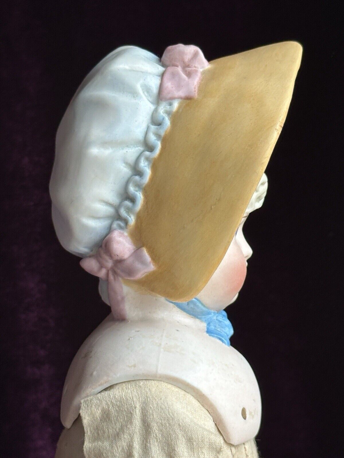 Rare Large Antique German 23” Hertwig (?) Molded Bonnet Bisque Head Parian Doll