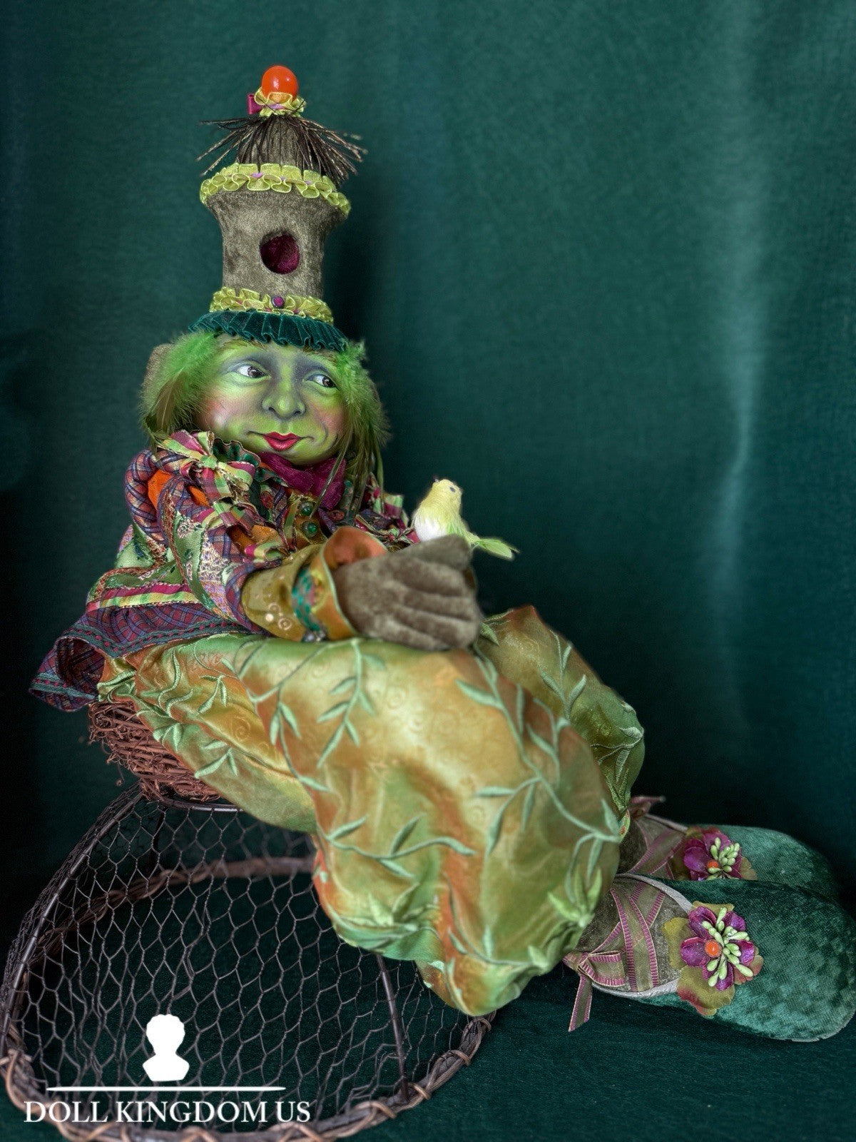 OOAK NIADA Artist Donna May Robinson Cloth Oil Painted Clown “Perch” 18” Doll