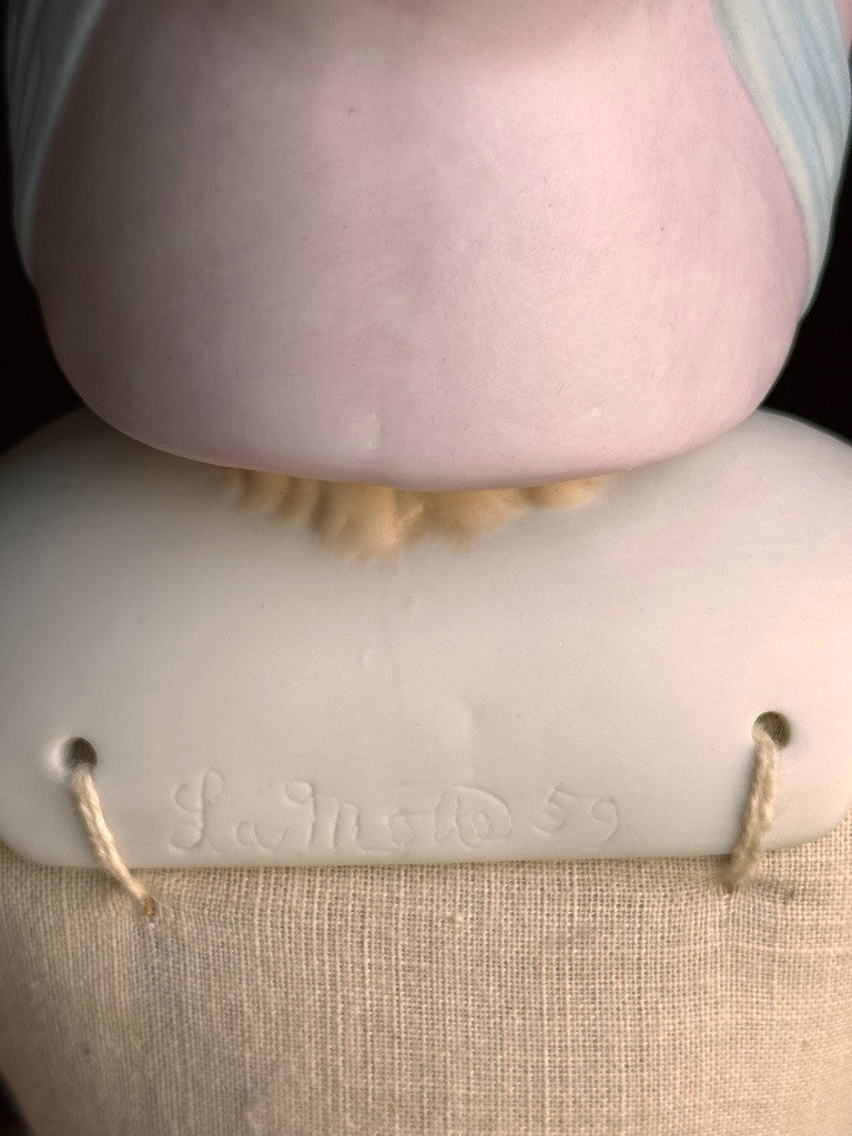 Vintage '59 21" Reproduction of Antique German Hertwig Parian Bonnet China Doll