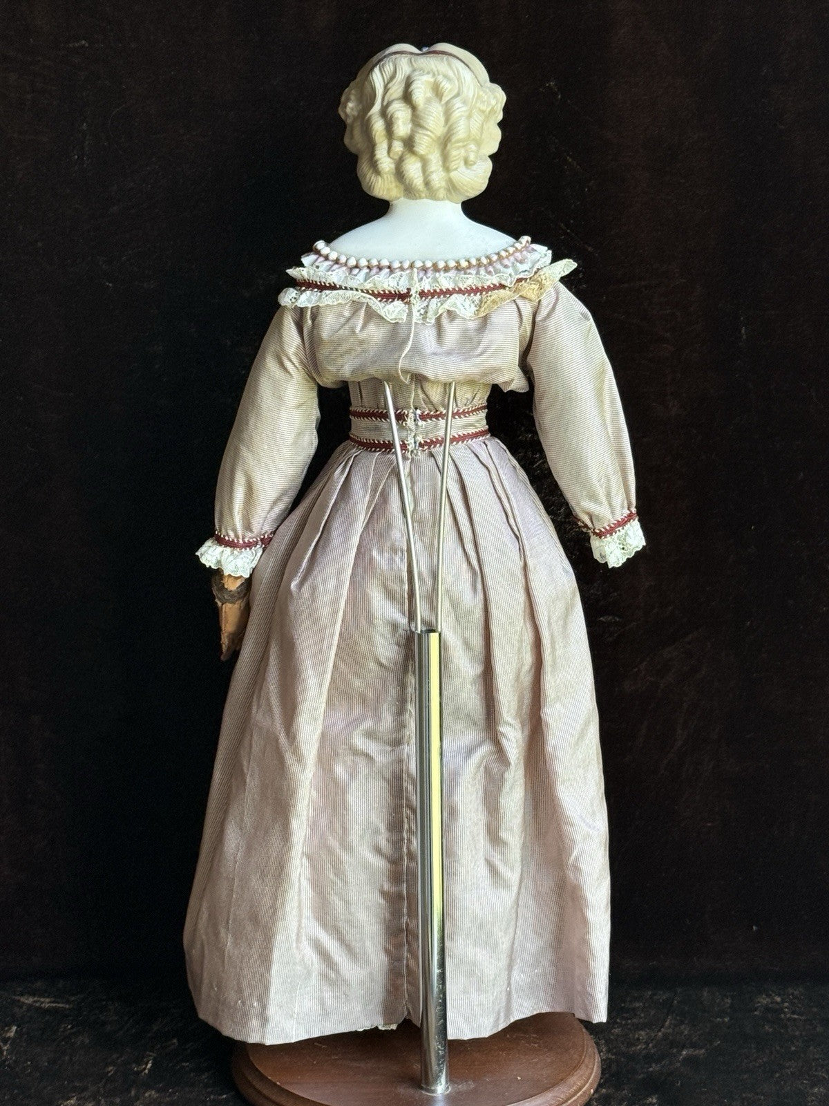 Antique German 19” Kling Bisque Head Parian China Dresden Doll Glass Eyes