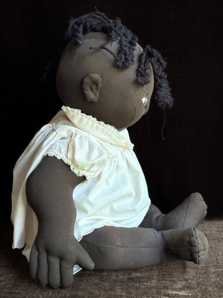 Lot of 2 Vintage Handmade Dark Complexion Cloth Folk Dolls