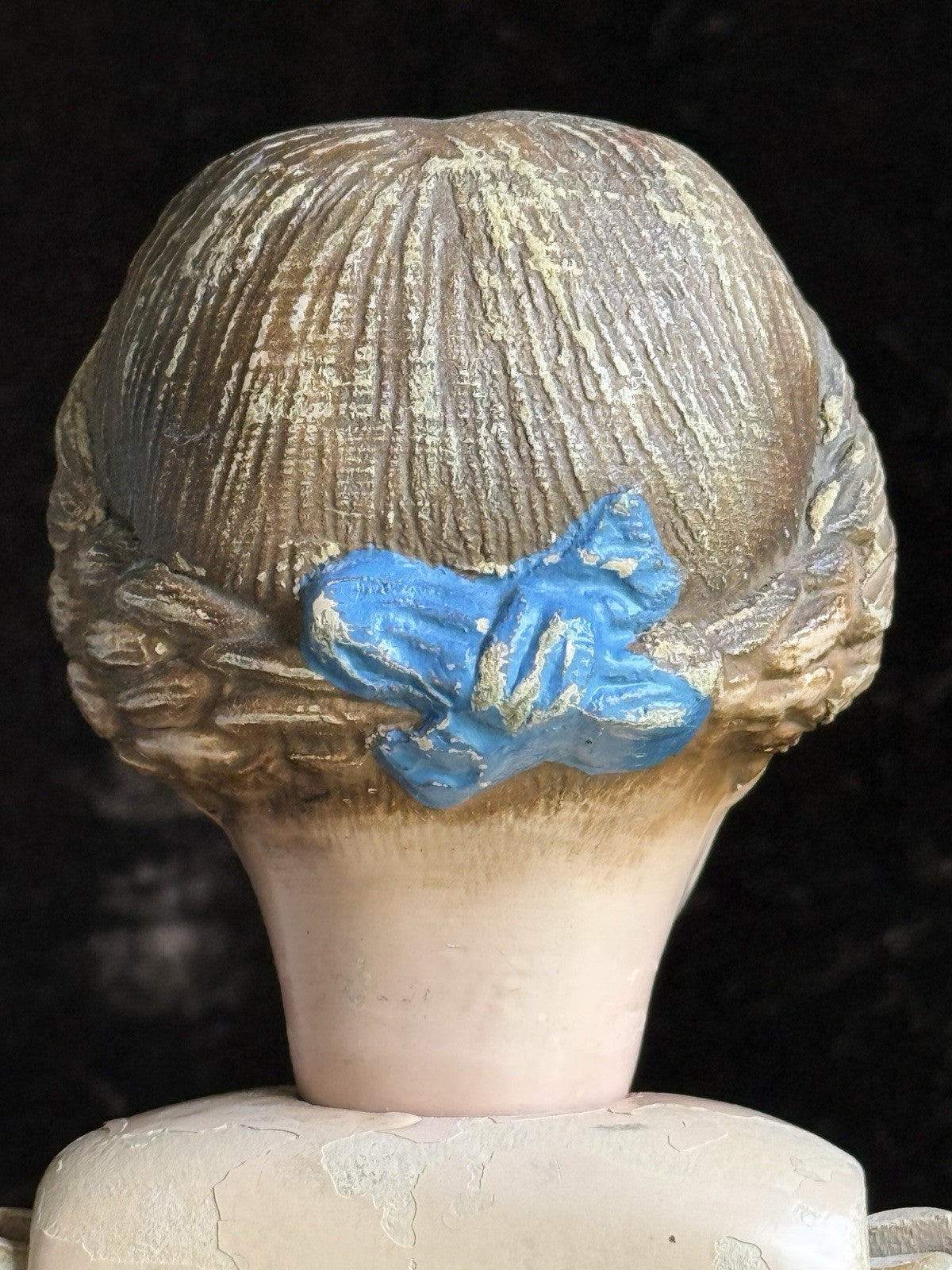 Antique American 16.5” Schoenhut 102 Series Wooden Doll Carved Braided Hair Bow
