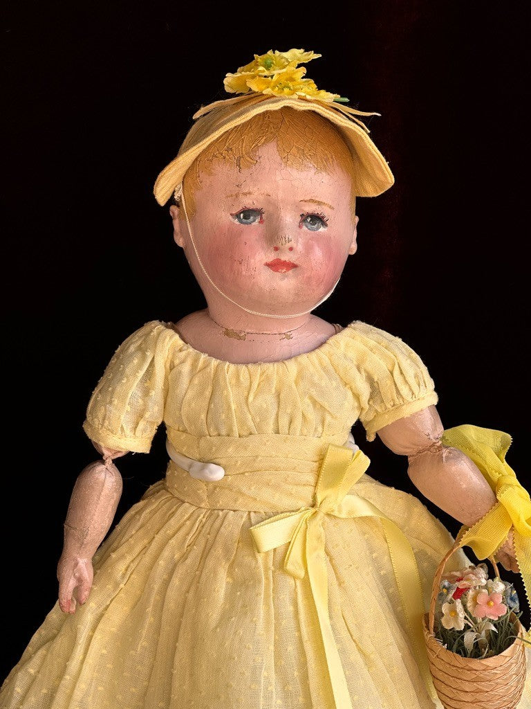Tiny Antique American Martha Chase 12" Oil Painted Cloth Baby Doll