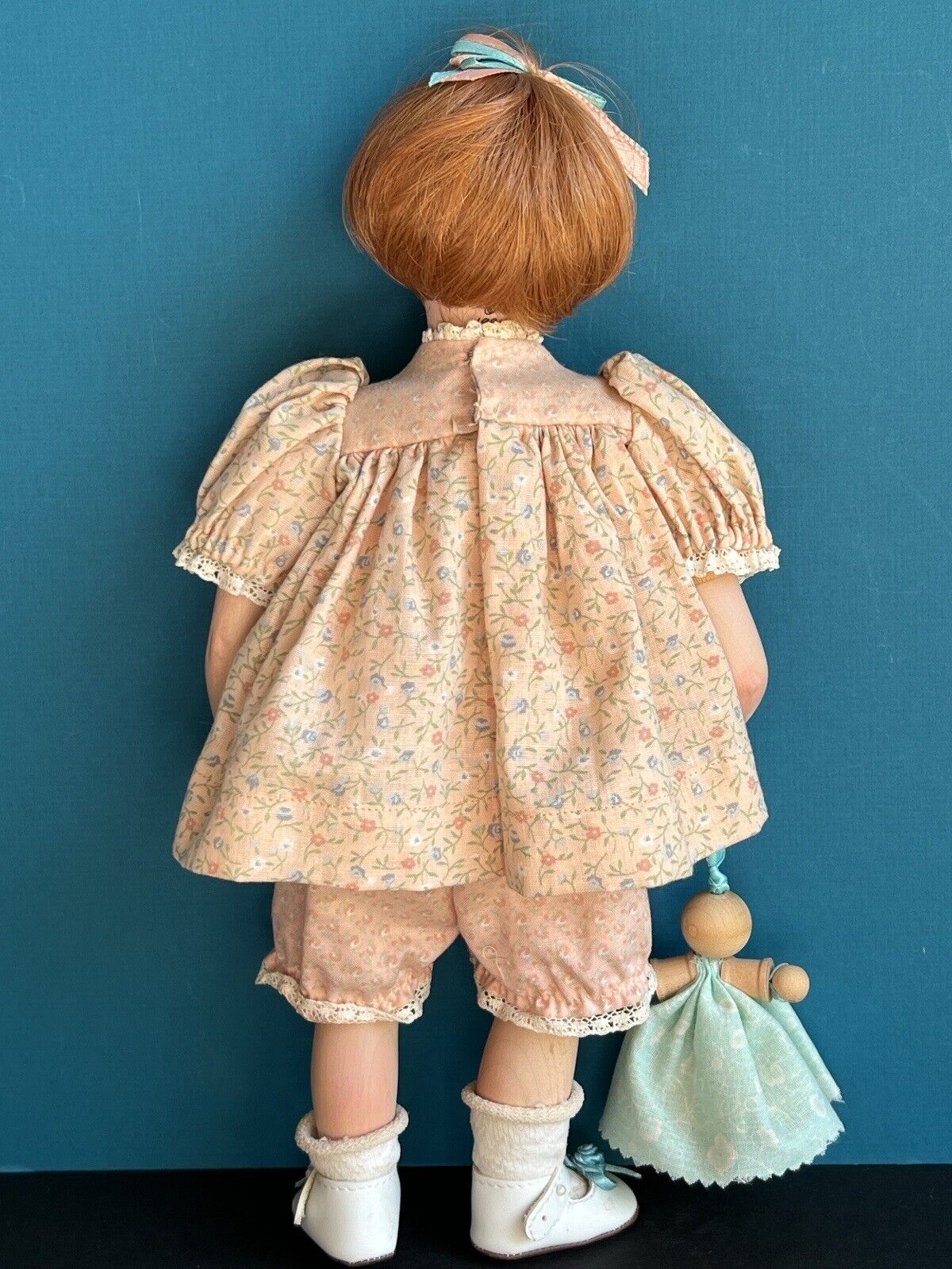Collectible Signed 12” Wooden Carved Painted Doll by Janci Dolls