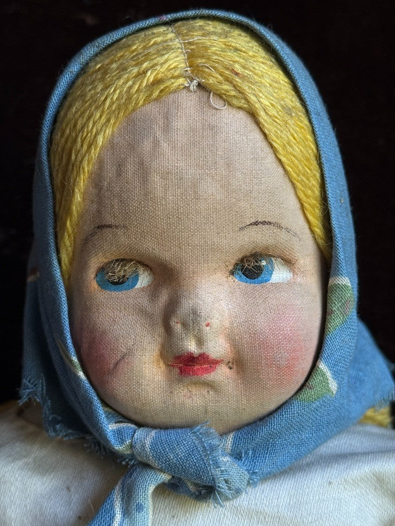 Lot of 3 Collectible Vintage European Cloth Face Mask Dolls