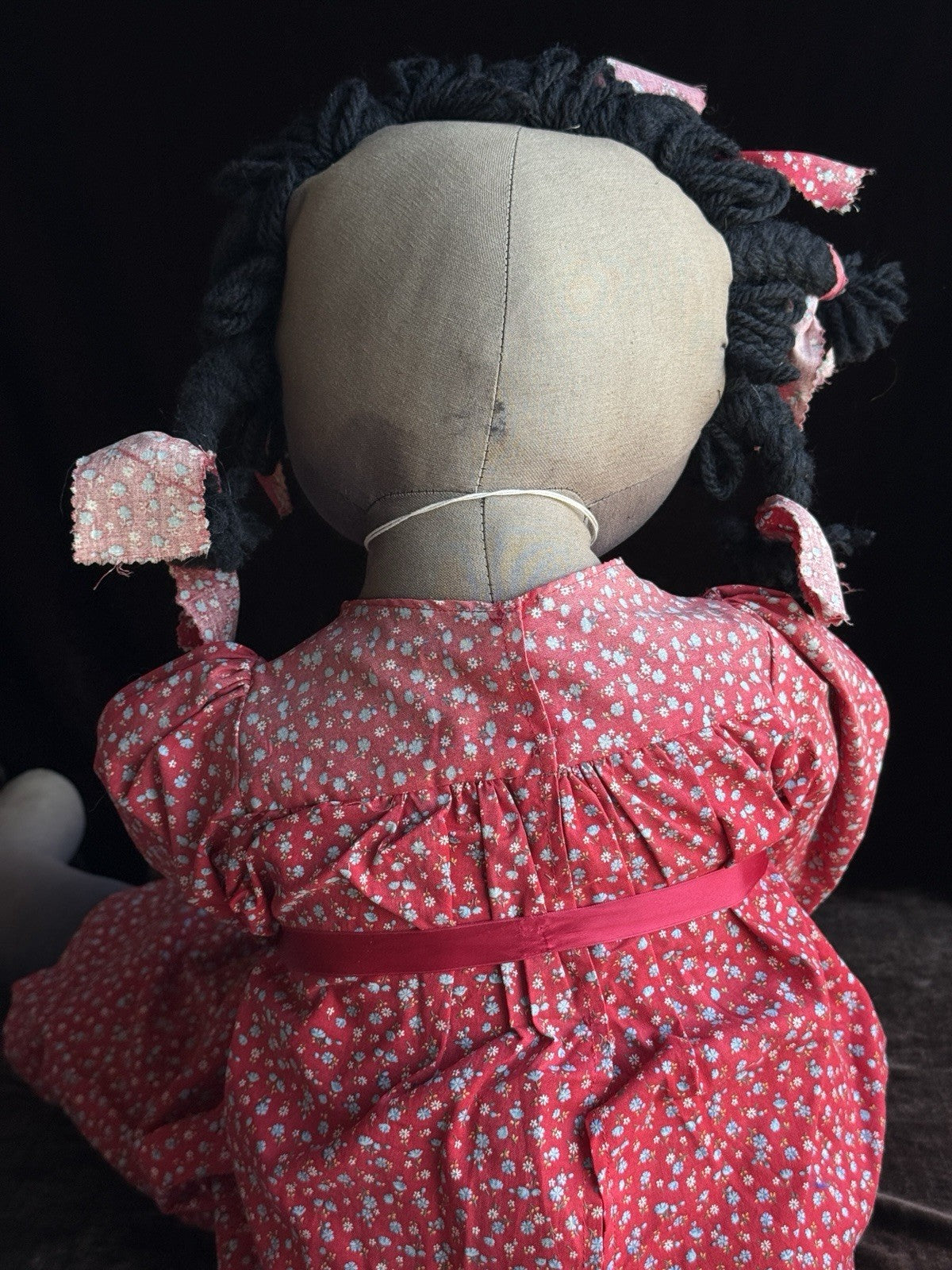 Huge Vintage 39” Artist Cloth African American Dark Complexion Girl Rag Doll