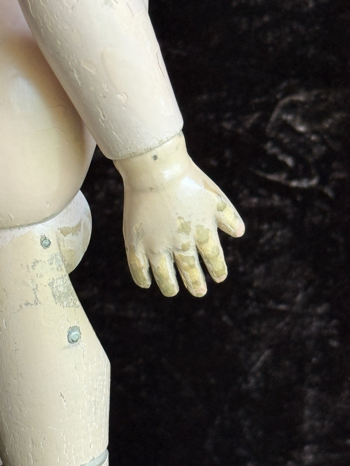 Antique American 16.5” Schoenhut 102 Series Wooden Doll Carved Braided Hair Bow