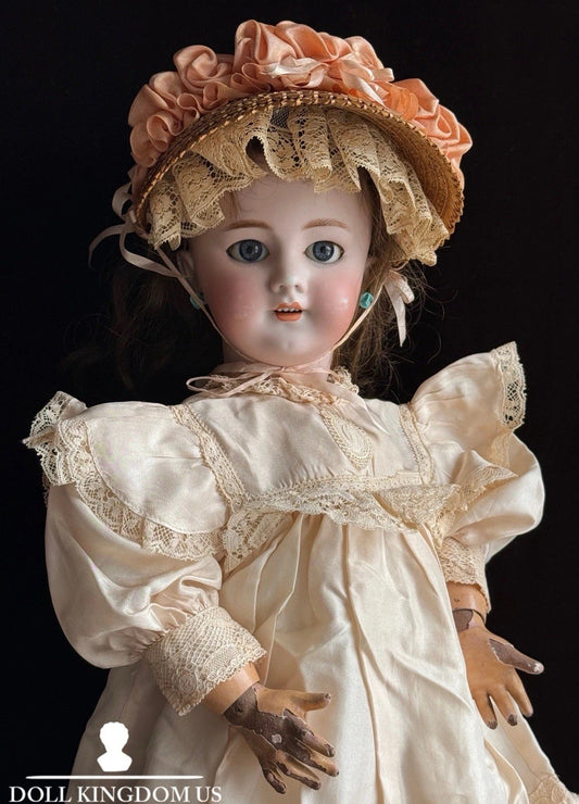 Antique German French 21.5” Tete Jumeau Simon Halbig Dep Bisque Head Doll