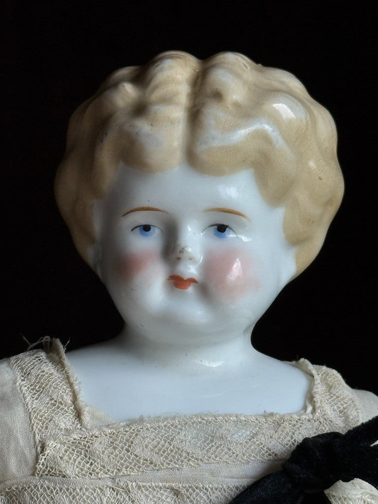 Antique German Hertwig 16” Lowbrow China Shoulder Head Doll