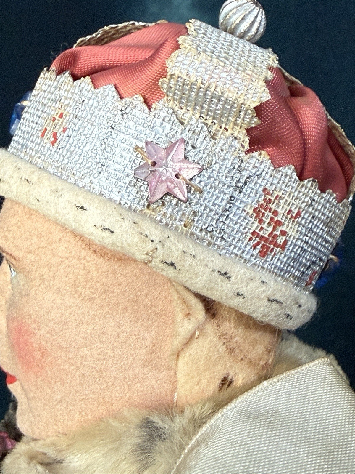 RARE Antique 1937 English Portrait Cloth 15” Doll King George VI by Farnell