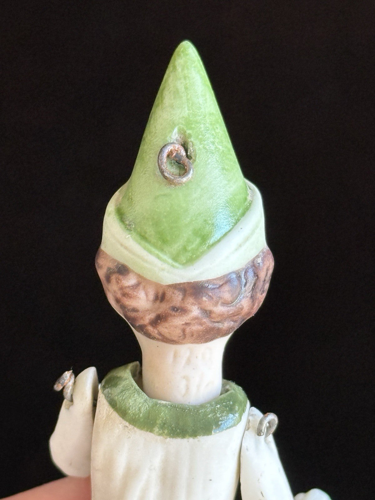 Antique German Miniature 4.25” All Bisque Jester Doll