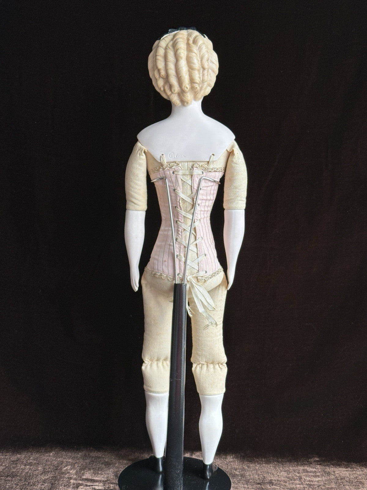 Vintage Porcelain 21.5” Signed Emma Clear Parian China Doll Pierced Ears