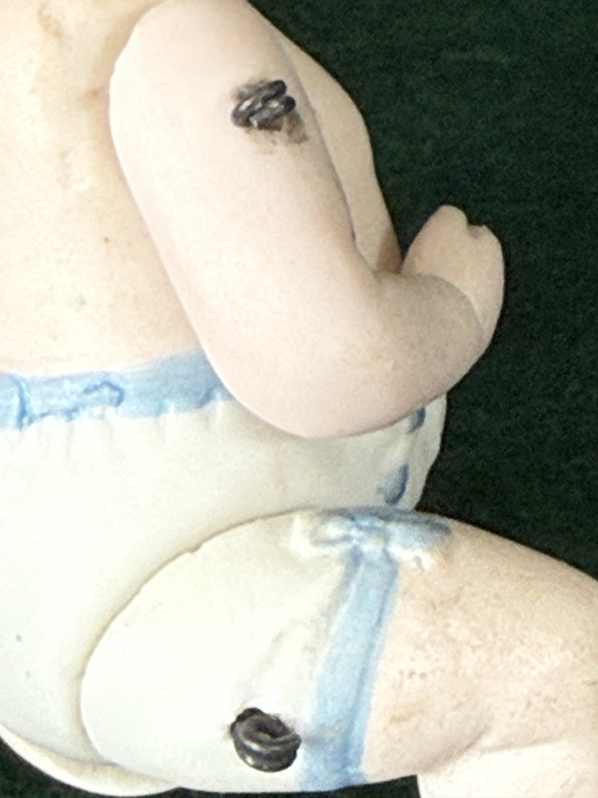 Antique German 4.5" Hertwig (?) Miniature All Bisque Baby Doll Molded Diaper
