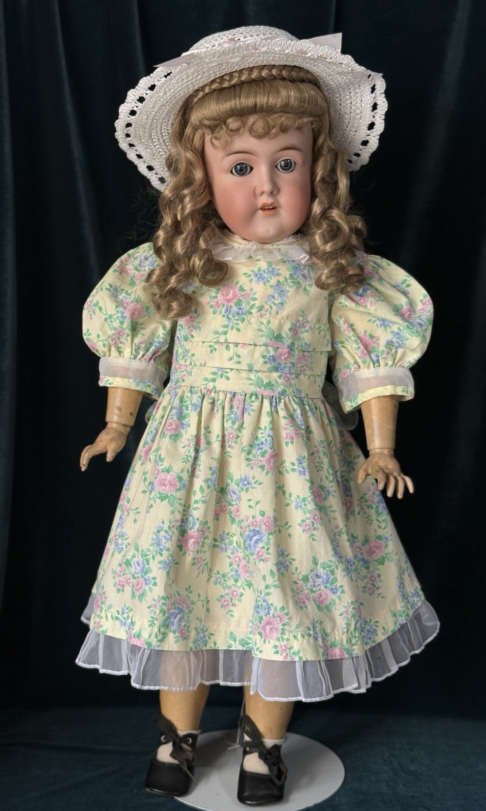 Antique German Karl Hartmann 28” Doll Bisque Head Composition Body-Damaged