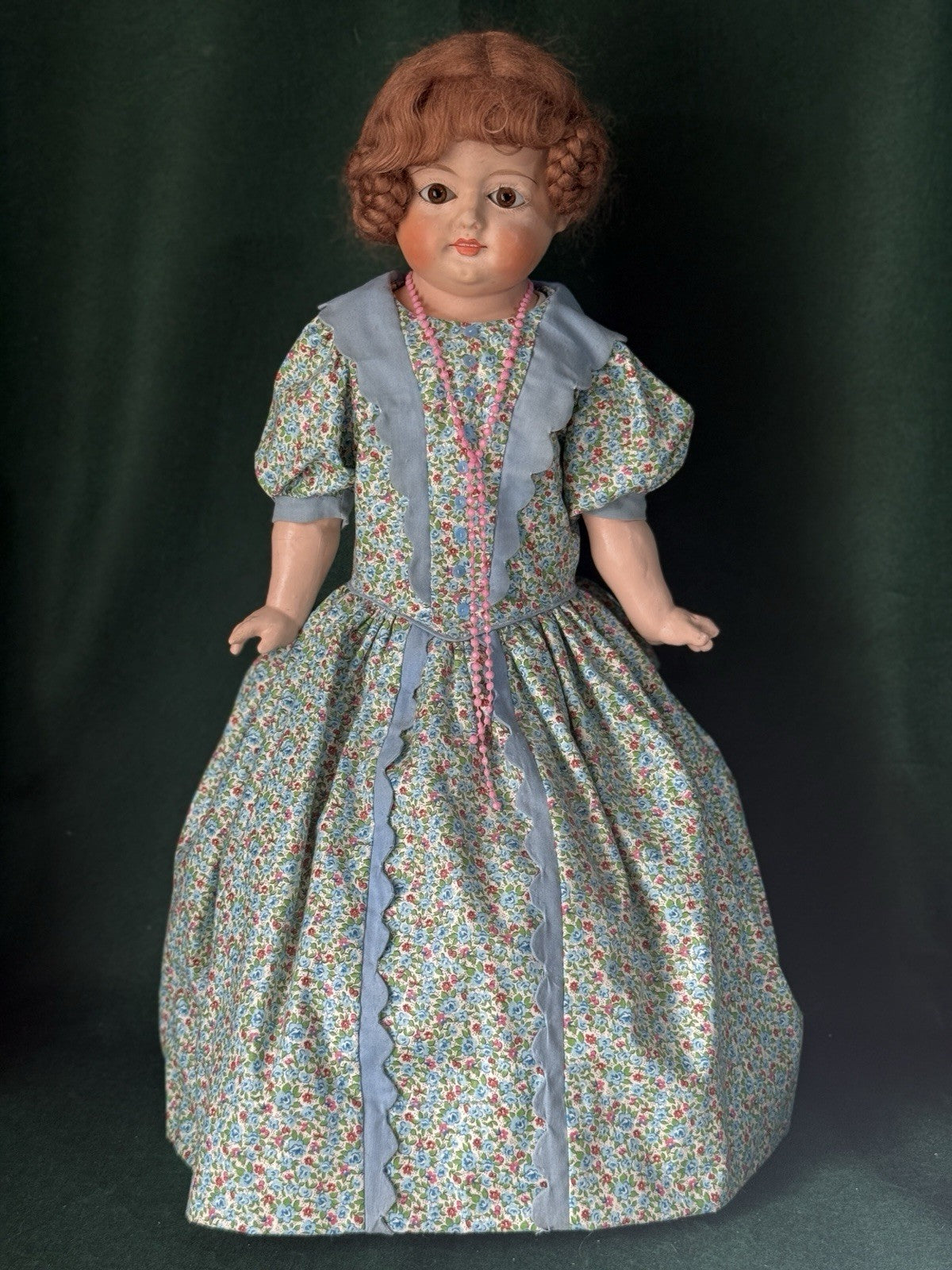 Antique German Paper Mache 24” Doll with Glass Eyes