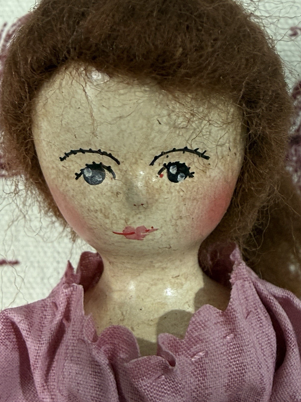 Vintage 1991 Collectible UFDC Artist Judy Brown Carved Wood Peg 6” Doll in Shoe