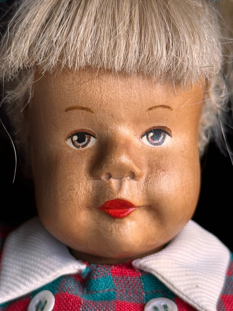 Vintage German Hildegard Krahmer Puppen 13" Carved Wooden Cloth LE Doll