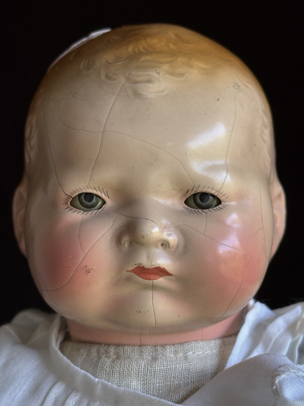 2 Rare Antique American Character Teenie Weenie Composition Cloth Baby Dolls