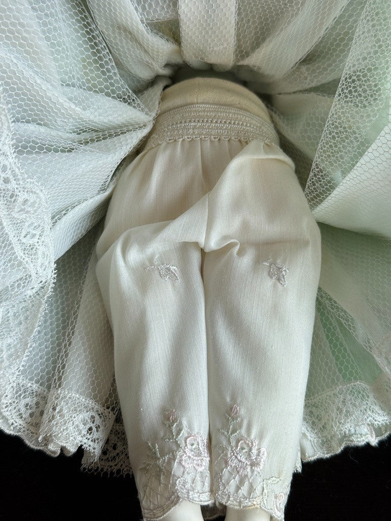 Vintage Japan (?) Cabinet Size 11.75” Dresden Style Molded Lace China Bust Doll