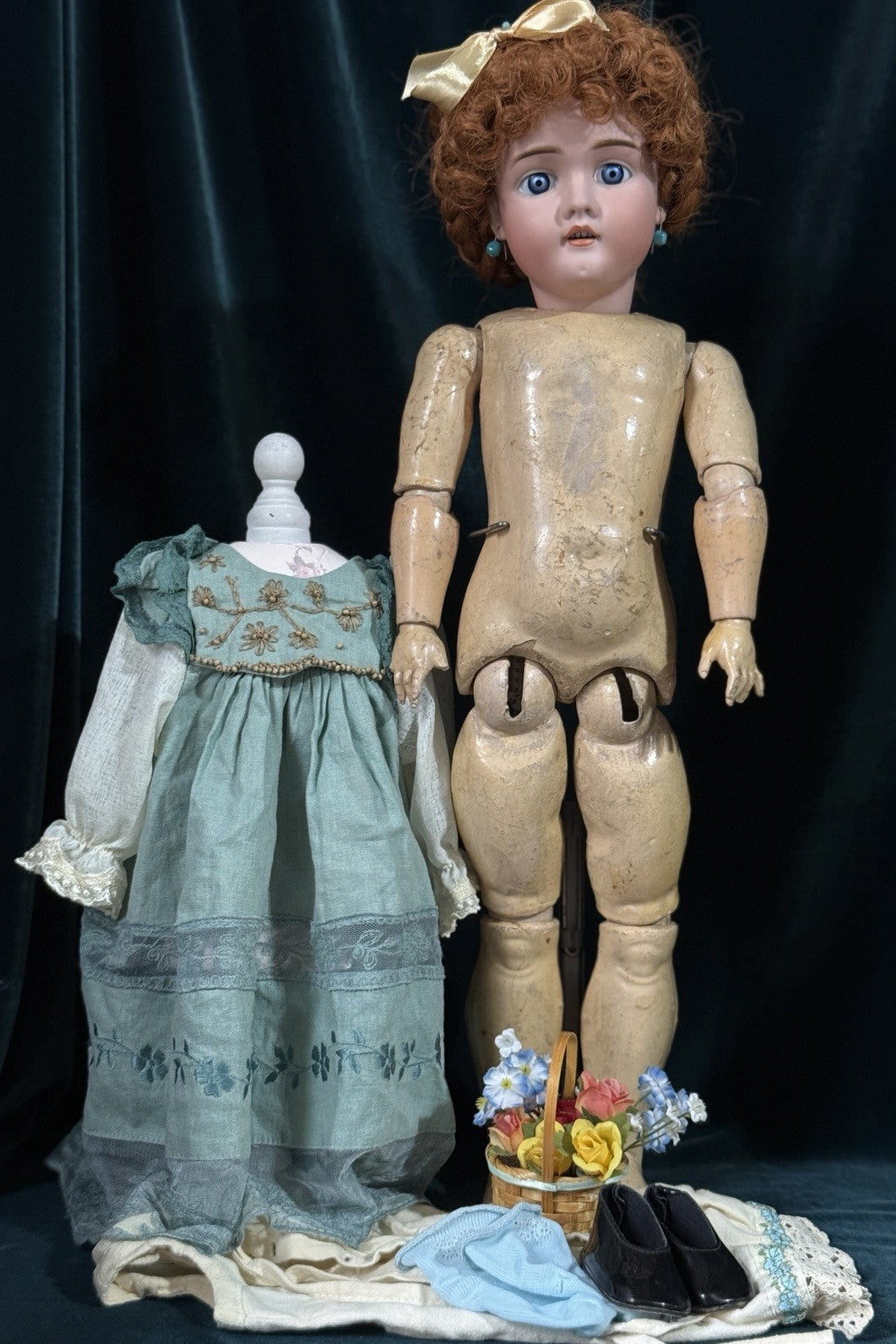 Antique German Walkure 24” Doll Bisque Head Composition Body