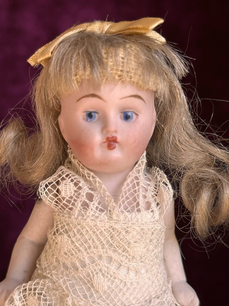 Antique German 4.5” Kestner All Bisque Mignonette Doll Closed Mouth