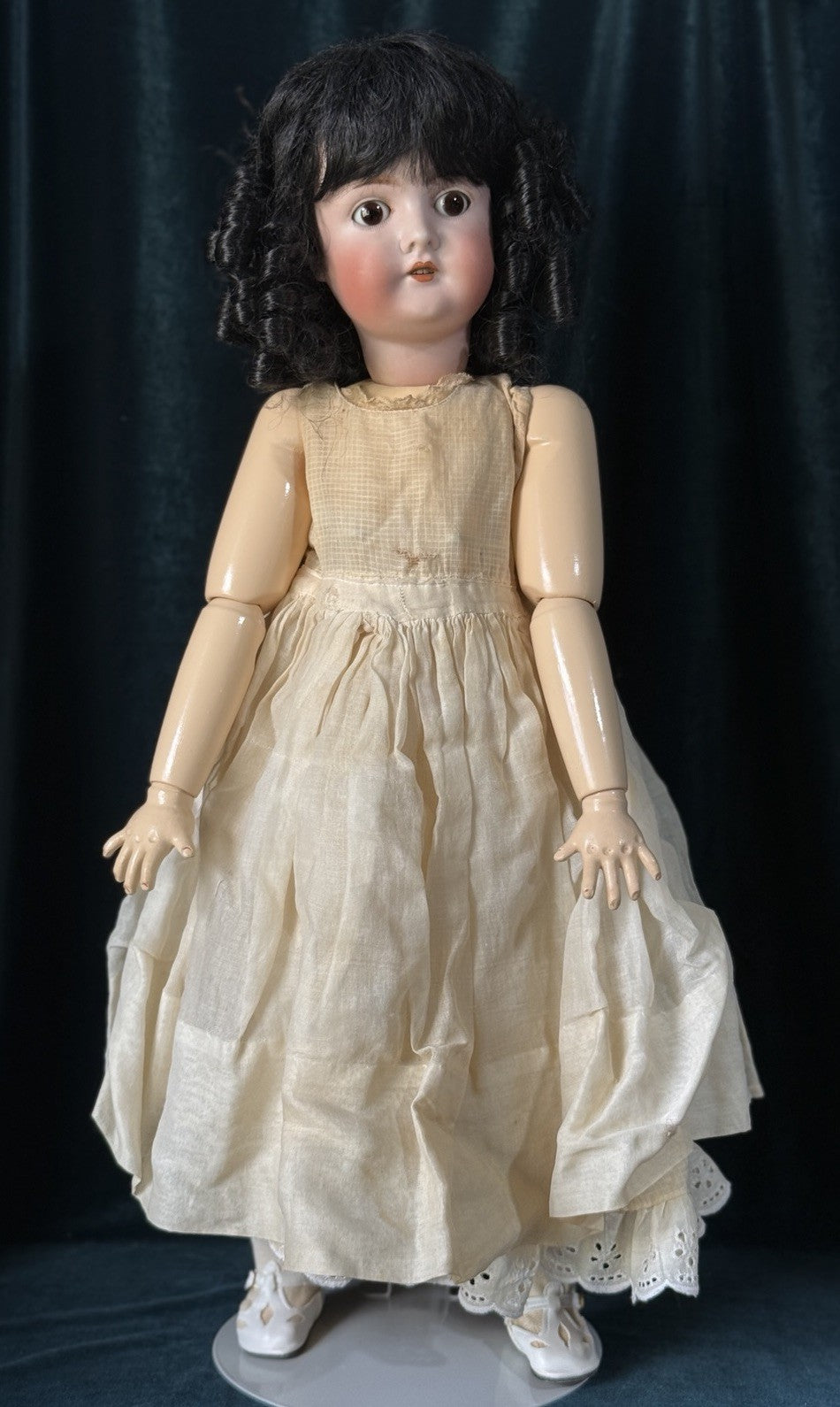 Antique German Queen Louise Doll Bisque Head Composition Body 24” Doll - Damaged