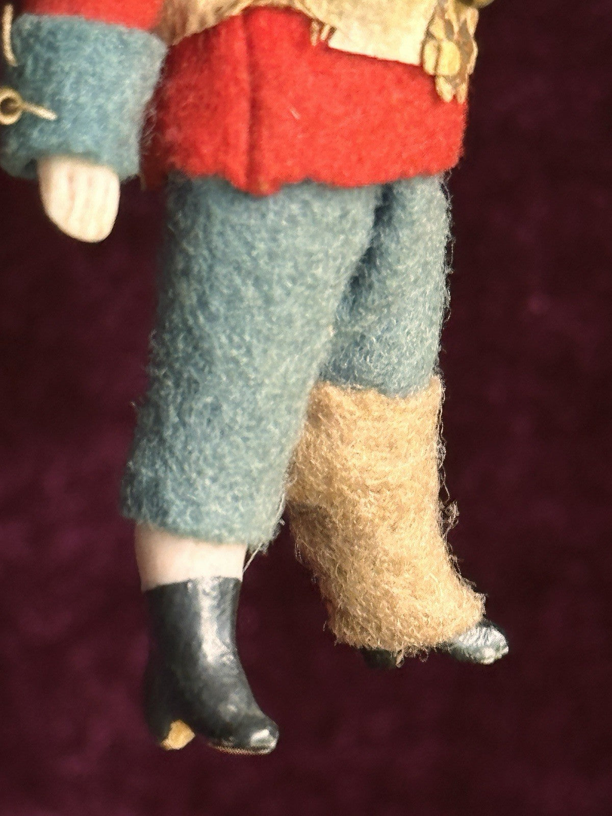 Antique German Kestner Bisque 2.75” Soldier Molded Hat Dollhouse Soldier Doll
