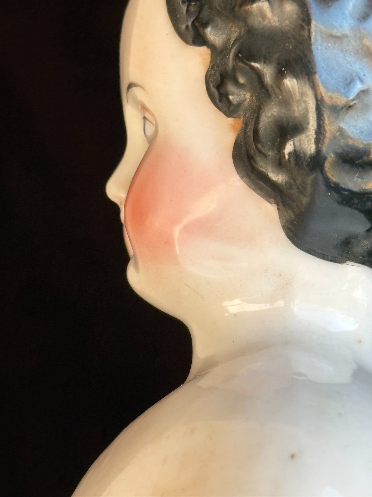 Antique German 12” Flat Top Highbrow China Shoulder Head Doll