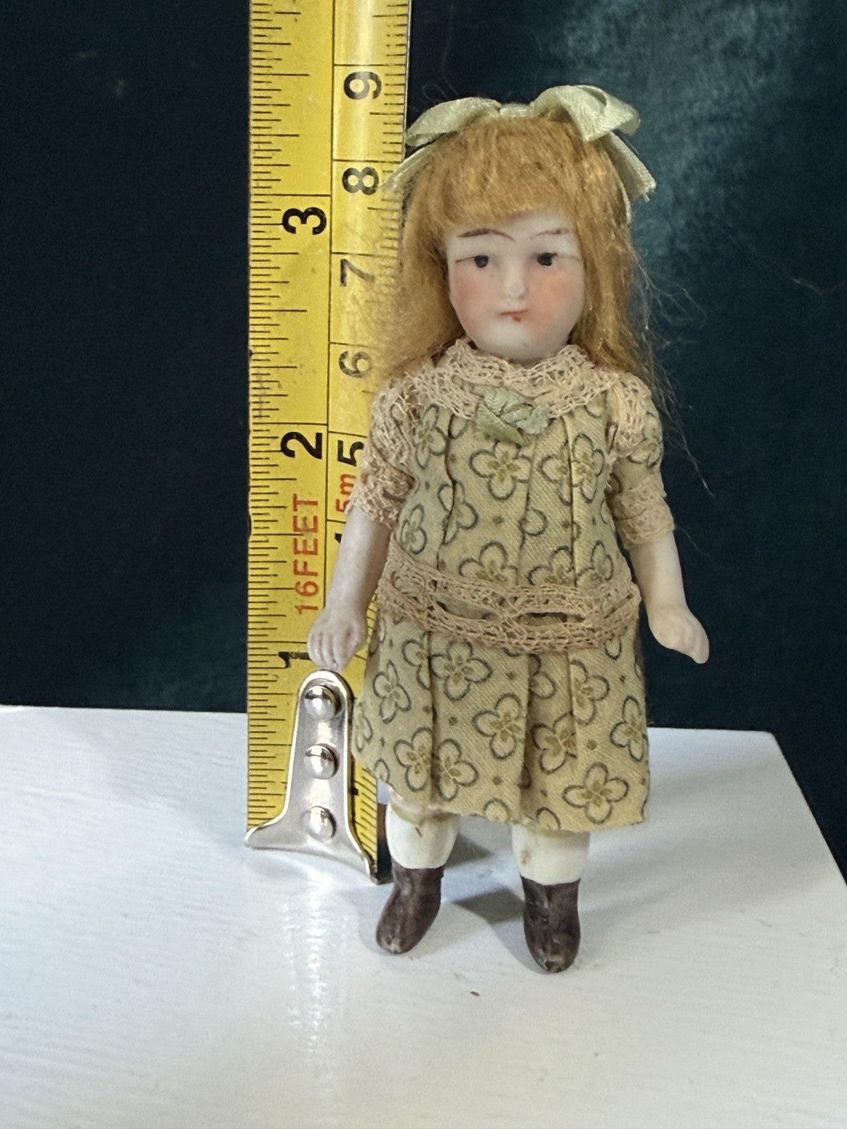 Antique German (?) 3.5” All Bisque Mignonette Dollhouse Doll