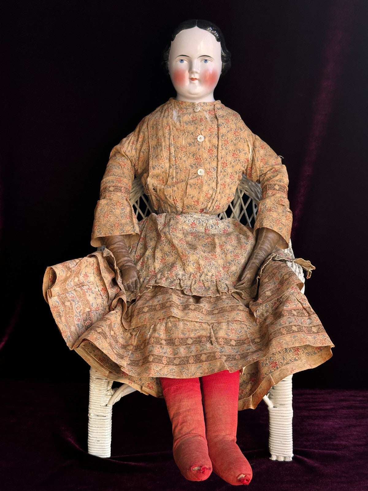 Large Antique German 26.5” Kestner Flat Top China Shoulder Head Doll