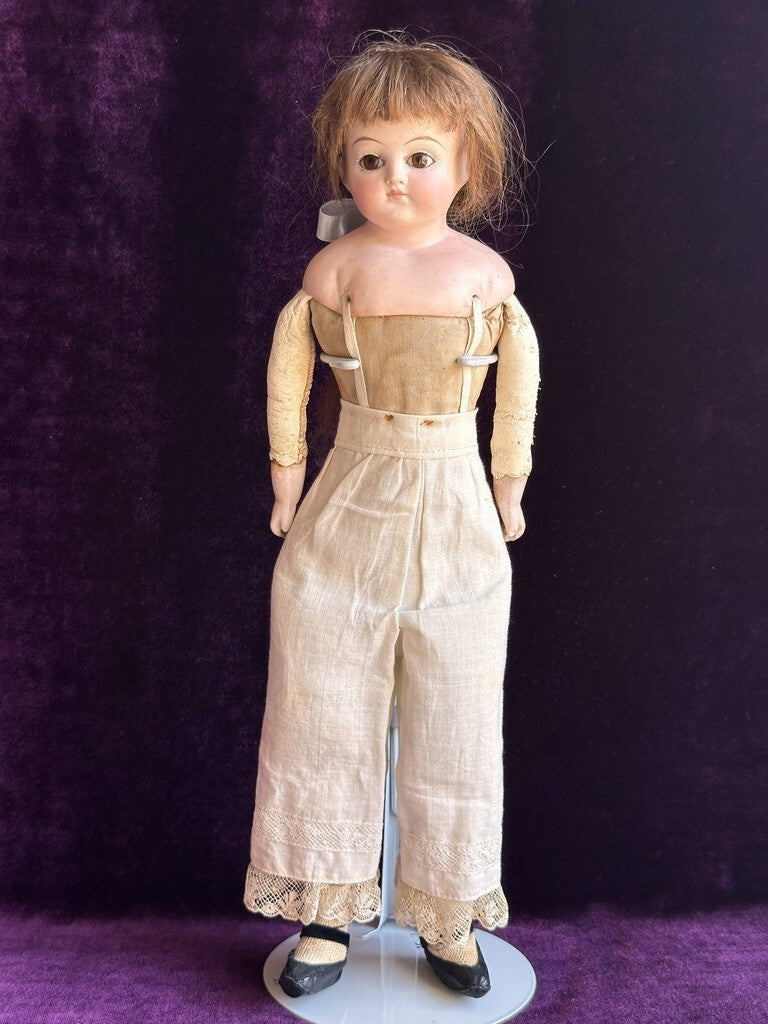 Antique German 14.5" Unmarked Kling/ABG Solid Bisque Shoulder Head Fashion Doll