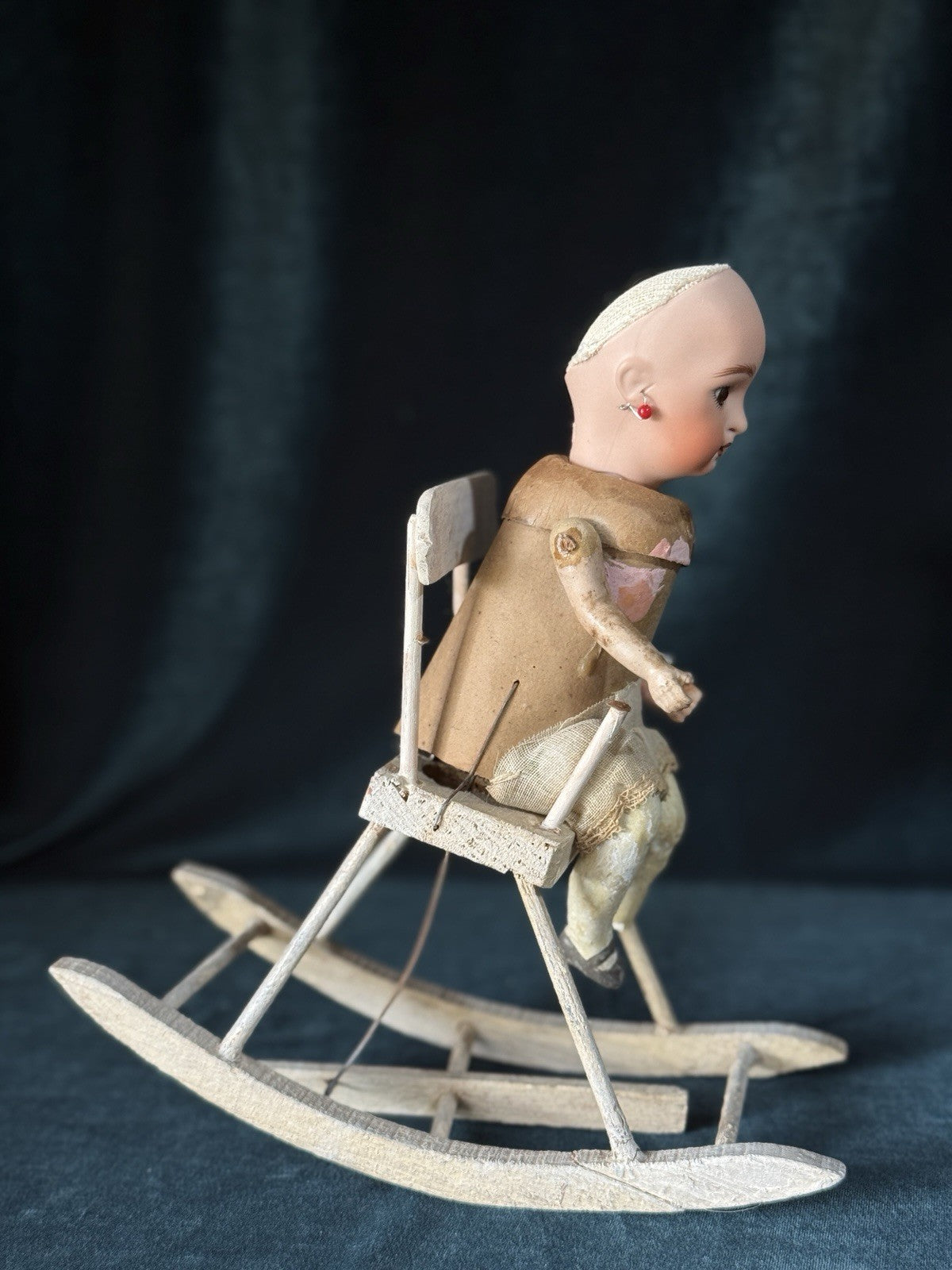 Reproduction of Antique French Paris Bebe 10” Doll Mechanical Rocker Chair
