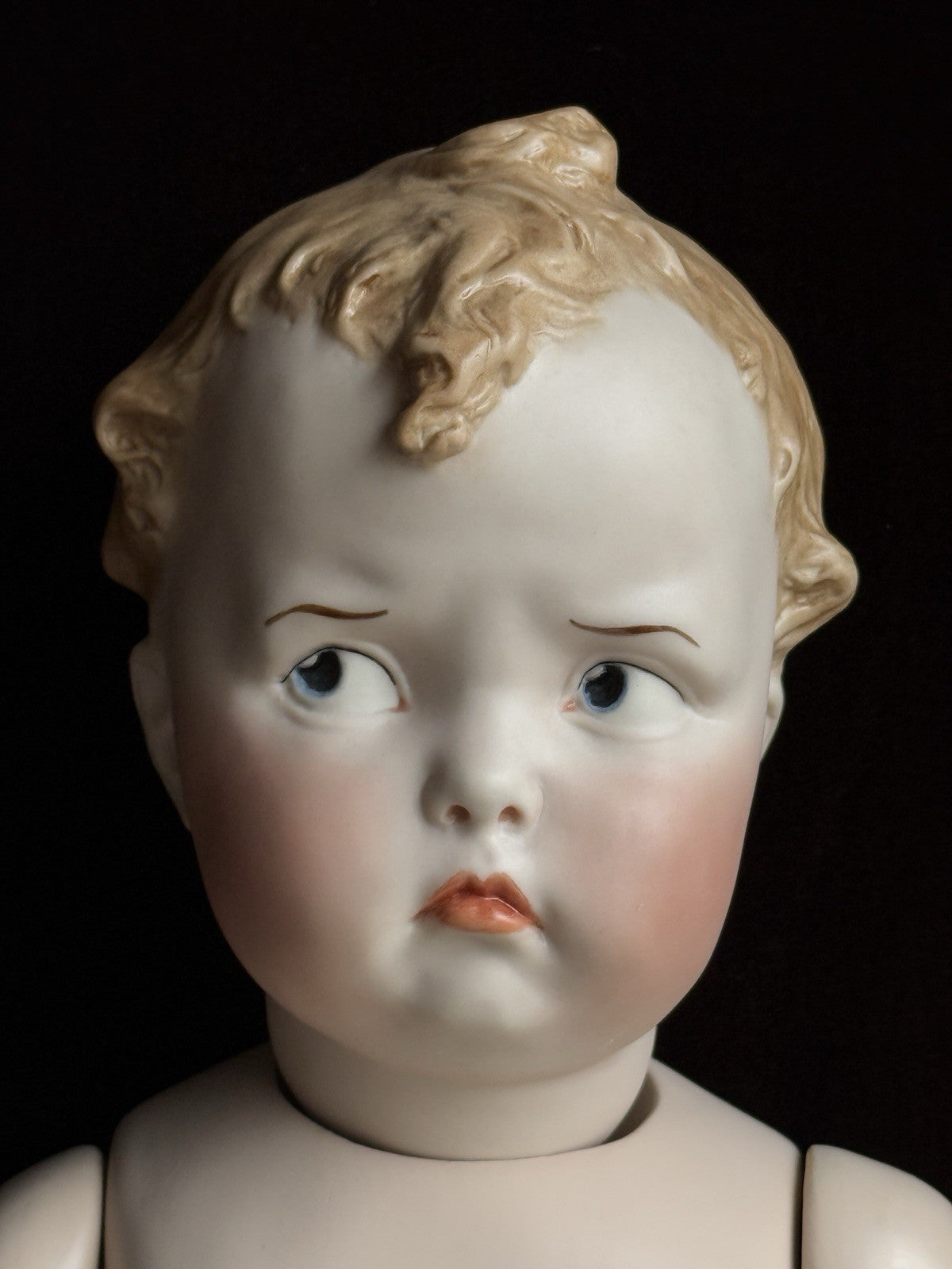 Porcelain Comp 18” Repro of Antique Gebruder Heubach 8644 Grumpy Character Doll