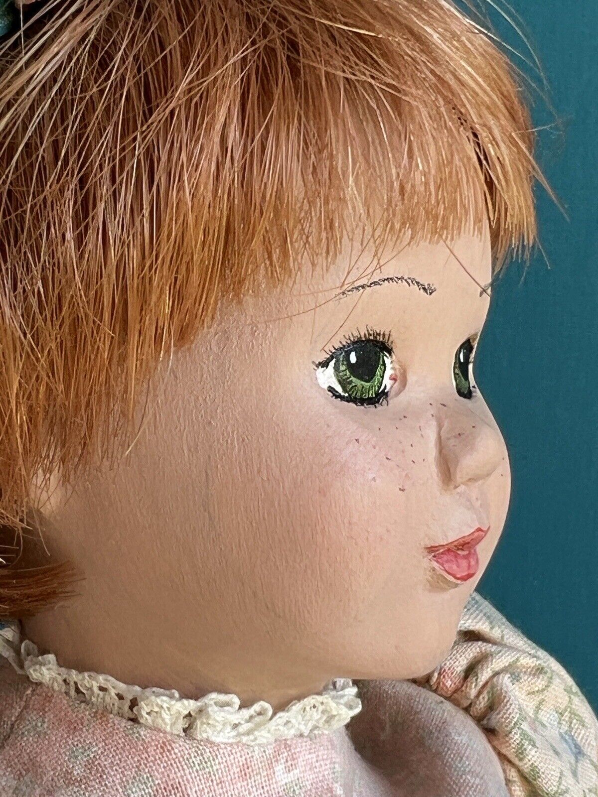 Collectible Signed 12” Wooden Carved Painted Doll by Janci Dolls