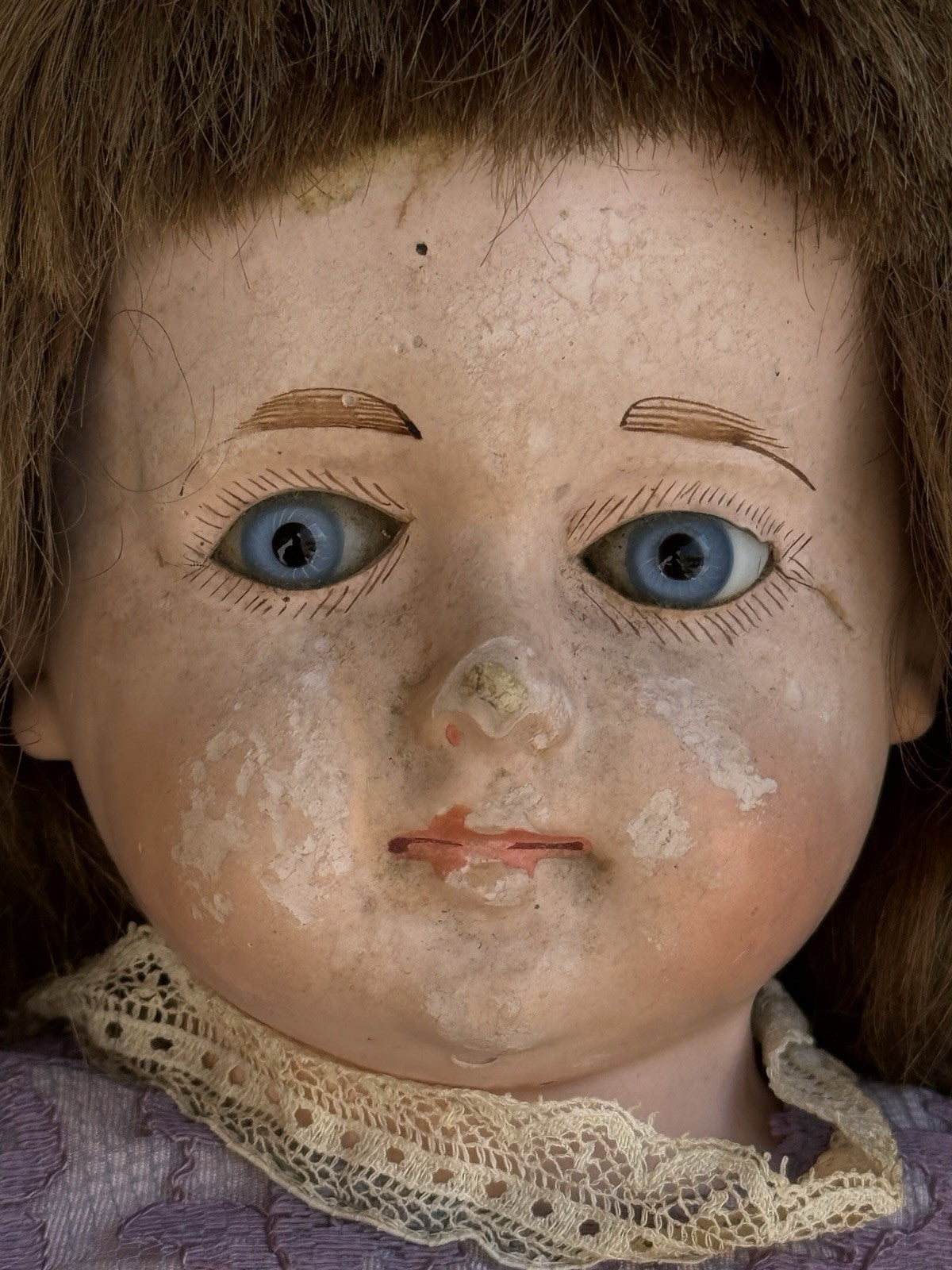 Antique German 18” Papier Mache Leather Body Doll