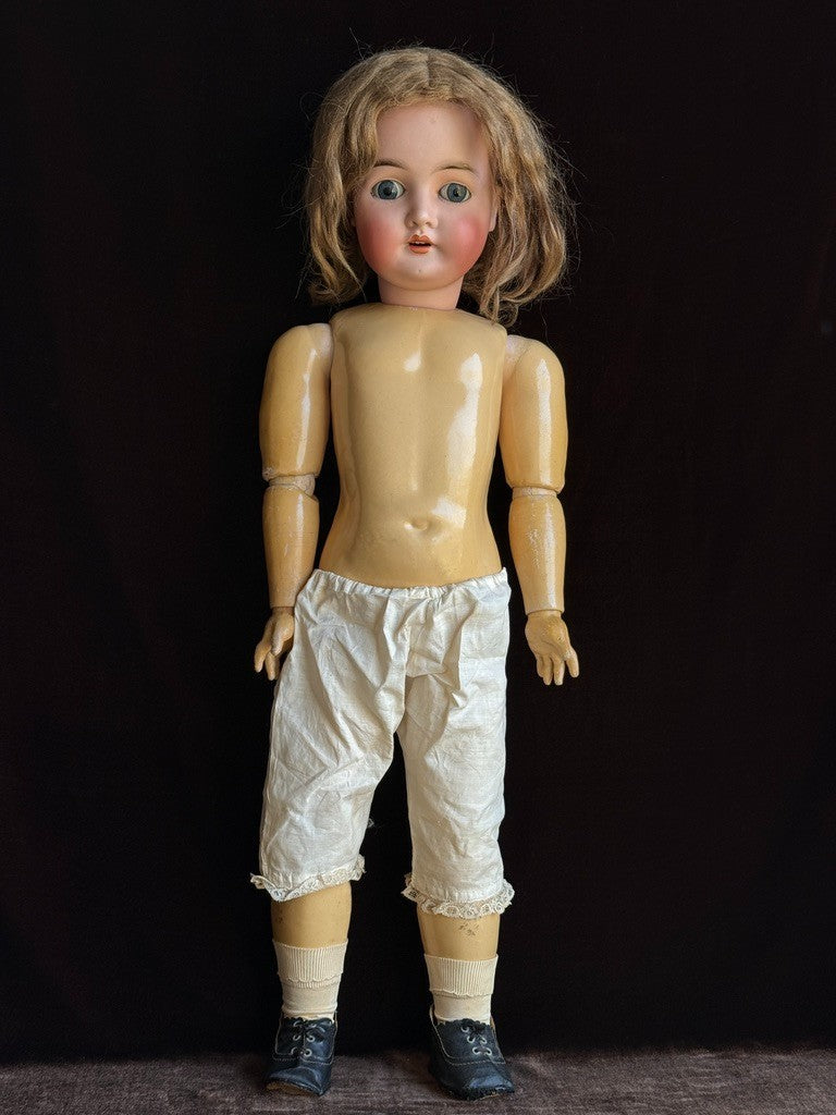 Antique German 25” Queen Louise Bisque Head Composition Body Doll